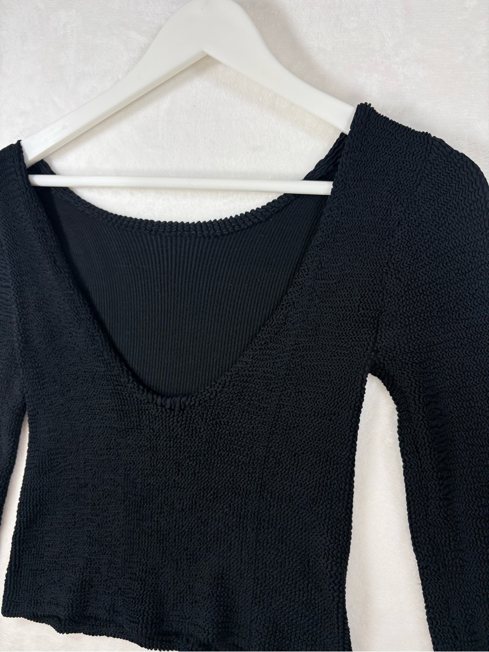 Vintage Hunza Maxxam Crinkle Backless Top Black One Size 80s 90s Made England - Picture 7 of 11